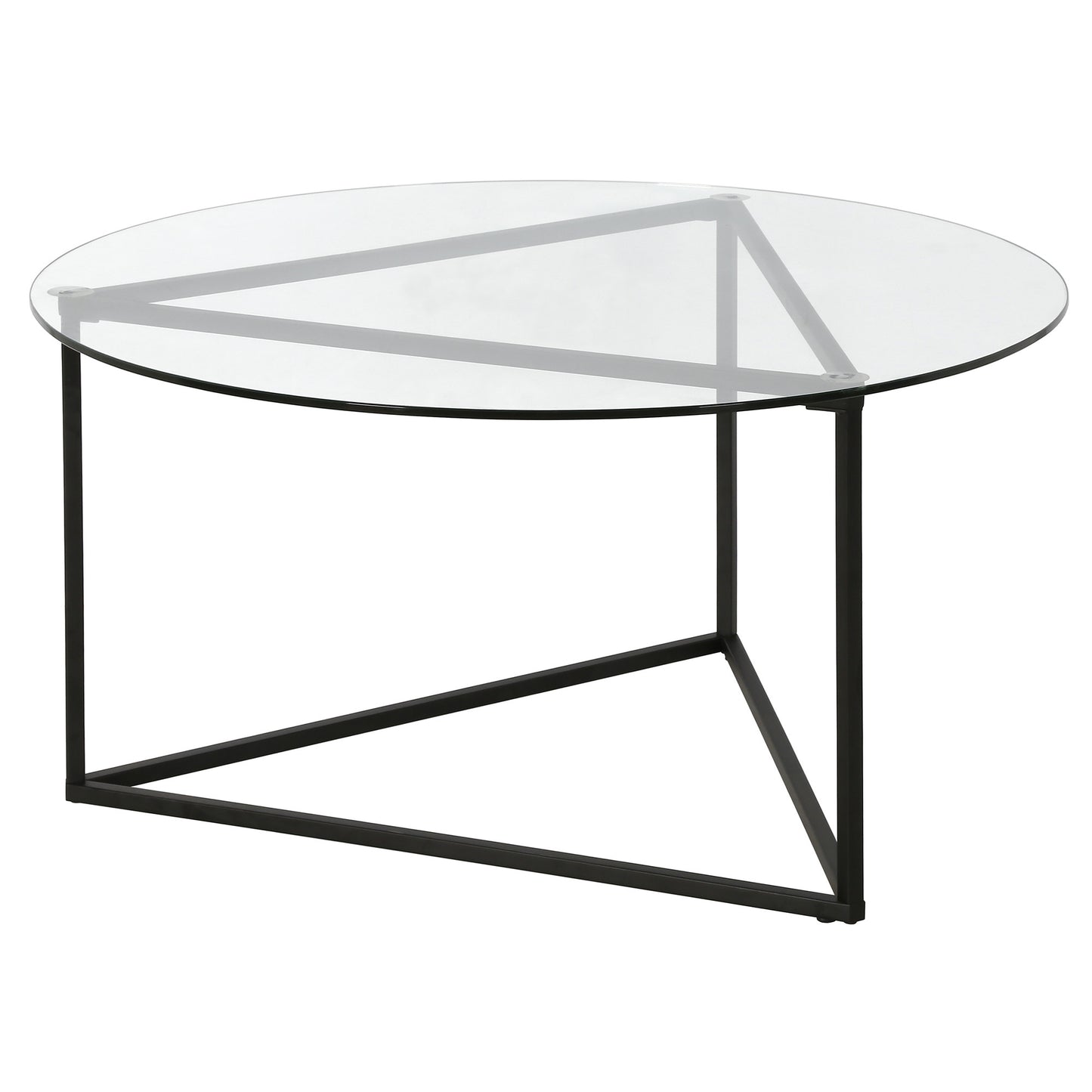 Black Glass And Steel Round Coffee Table By Homeroots | Coffee Tables | Modishstore - 5