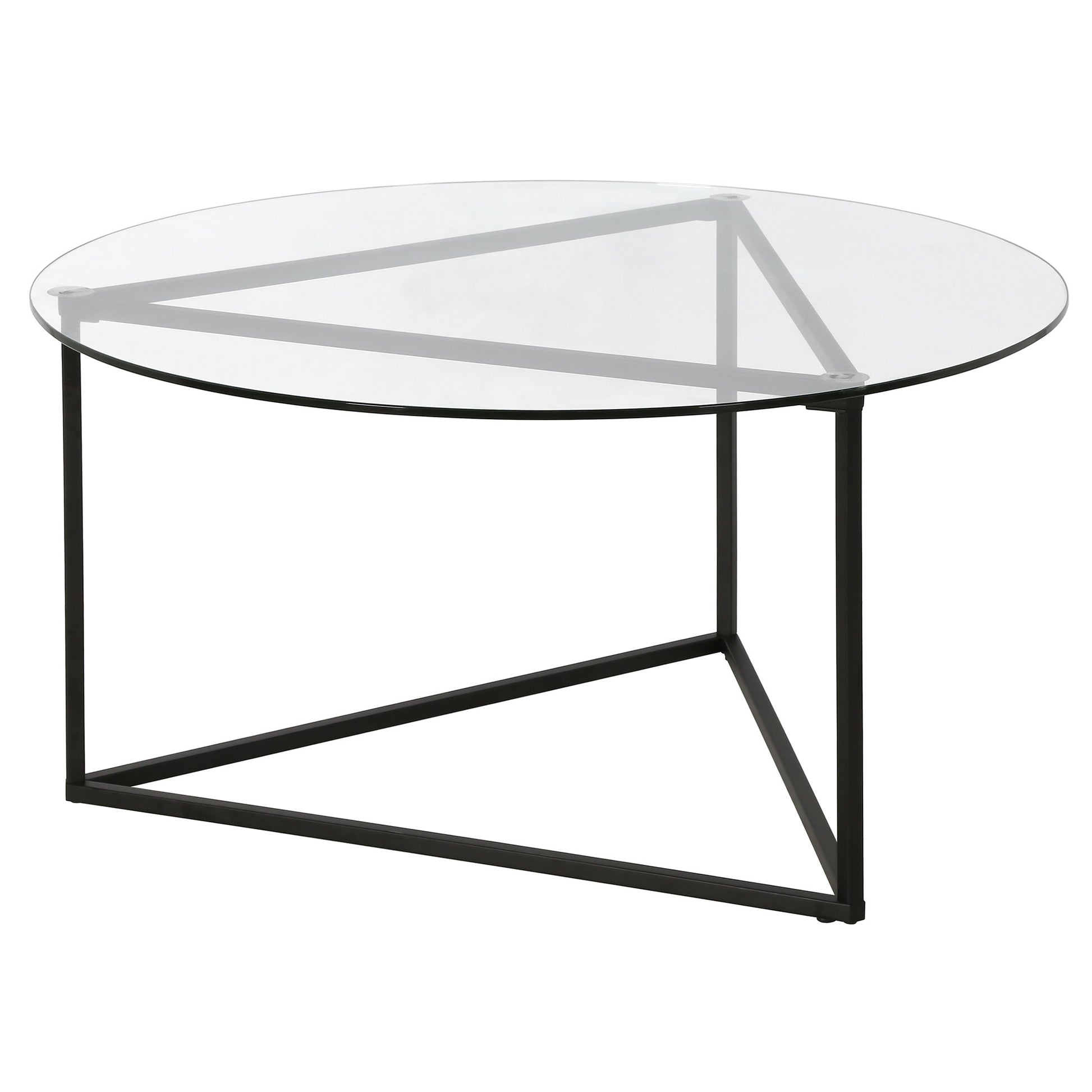 Black Glass And Steel Round Coffee Table By Homeroots | Coffee Tables | Modishstore - 5