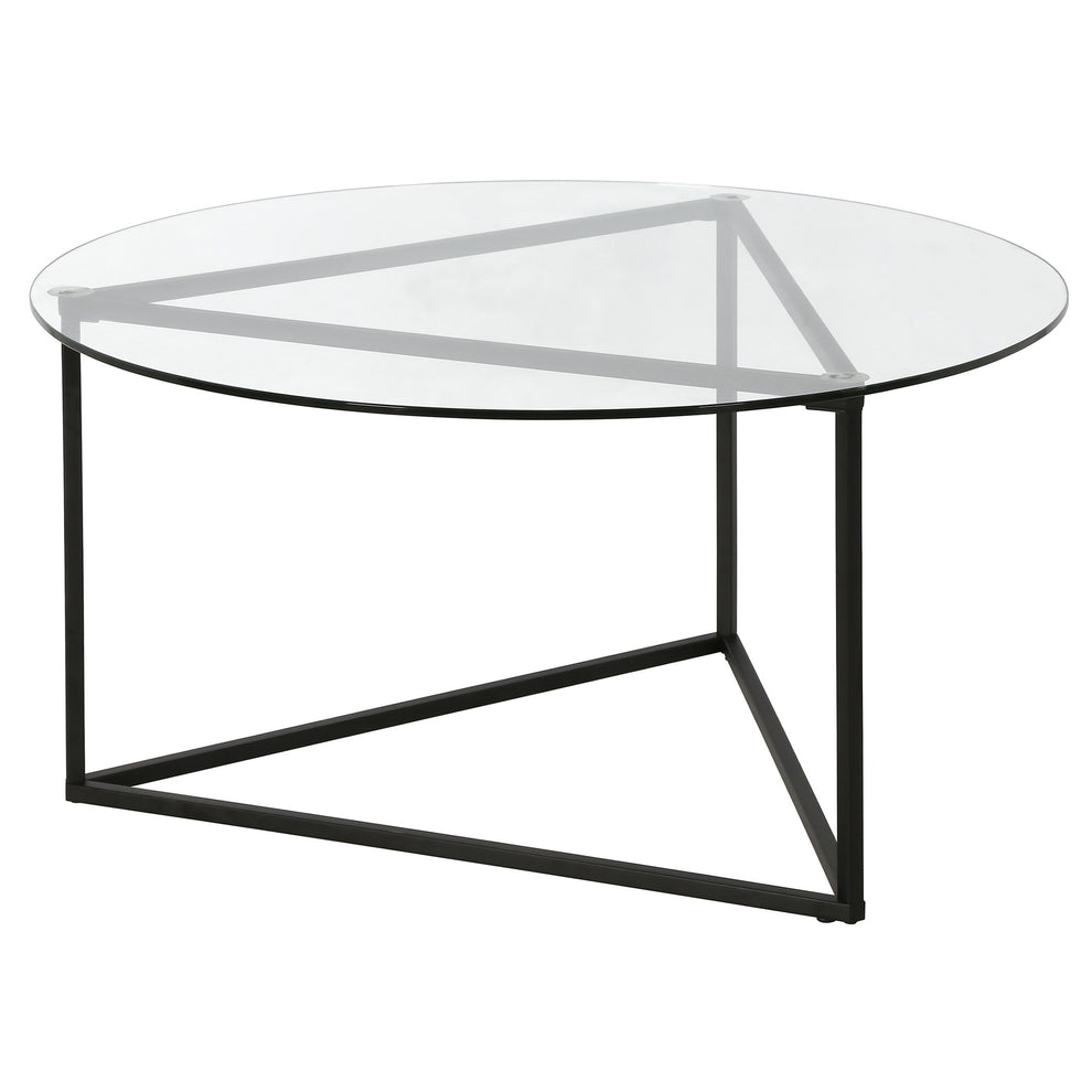 Black Glass And Steel Round Coffee Table By Homeroots | Coffee Tables | Modishstore - 5