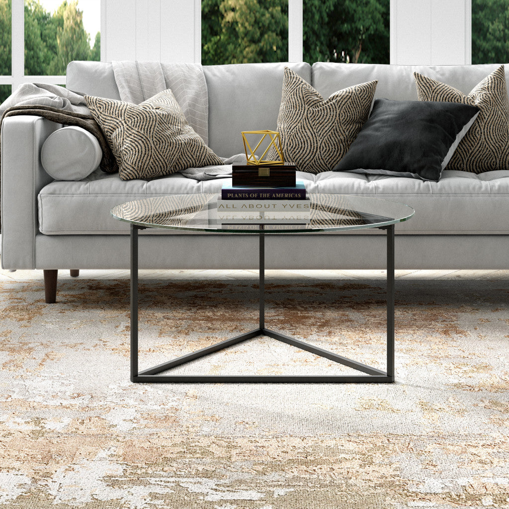 Black Glass And Steel Round Coffee Table By Homeroots | Coffee Tables | Modishstore - 8