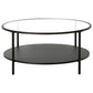Black Glass And Steel Round Coffee Table With Shelf By Homeroots | Coffee Tables | Modishstore - 3