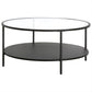 Black Glass And Steel Round Coffee Table With Shelf By Homeroots | Coffee Tables | Modishstore - 4