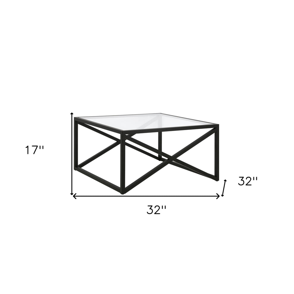 Black Glass And Steel Square Coffee Table By Homeroots | Coffee Tables | Modishstore - 8