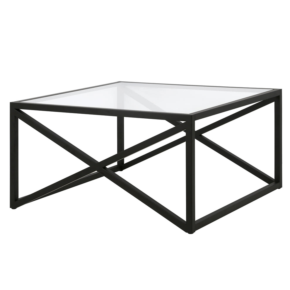 Black Glass And Steel Square Coffee Table By Homeroots | Coffee Tables | Modishstore - 4