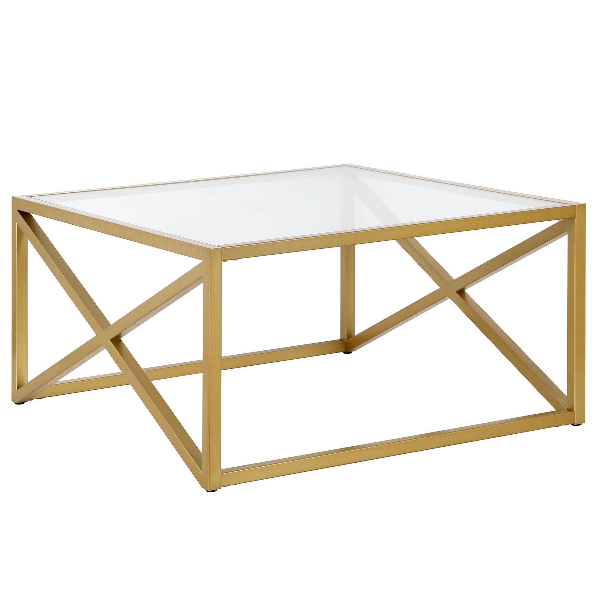 Gold Glass And Steel Square Coffee Table By Homeroots | Coffee Tables | Modishstore - 2