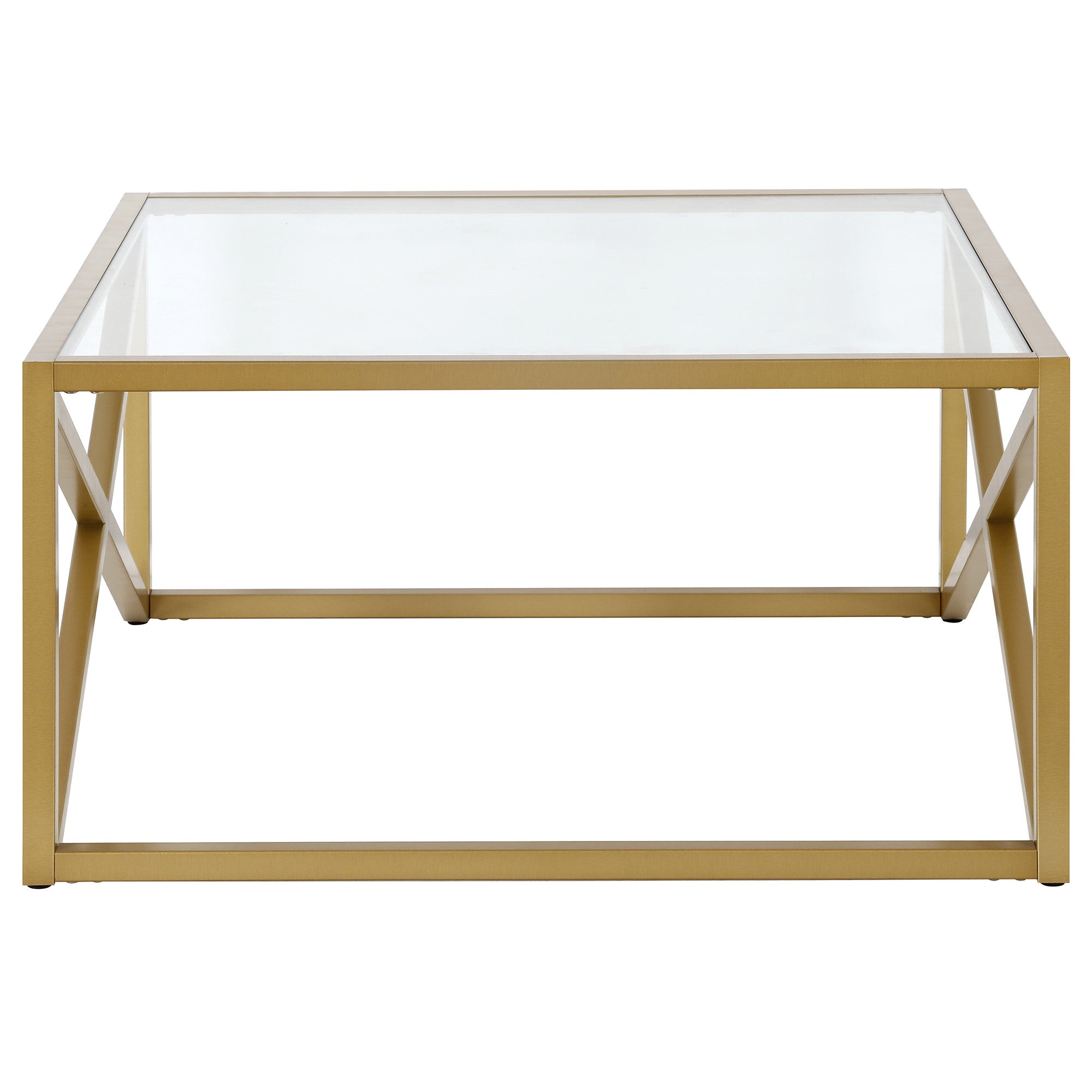 Gold Glass And Steel Square Coffee Table - Thumbnail 2