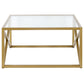 Gold Glass And Steel Square Coffee Table By Homeroots | Coffee Tables | Modishstore - 3