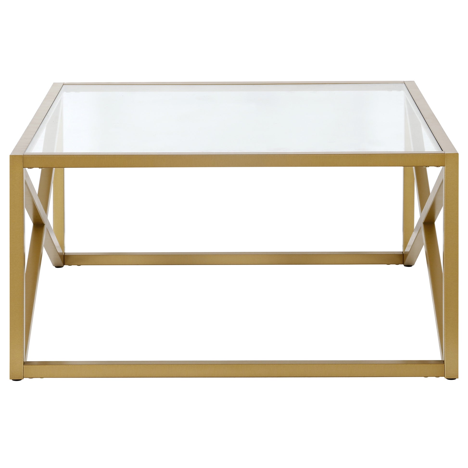 Gold Glass And Steel Square Coffee Table By Homeroots | Coffee Tables | Modishstore - 3