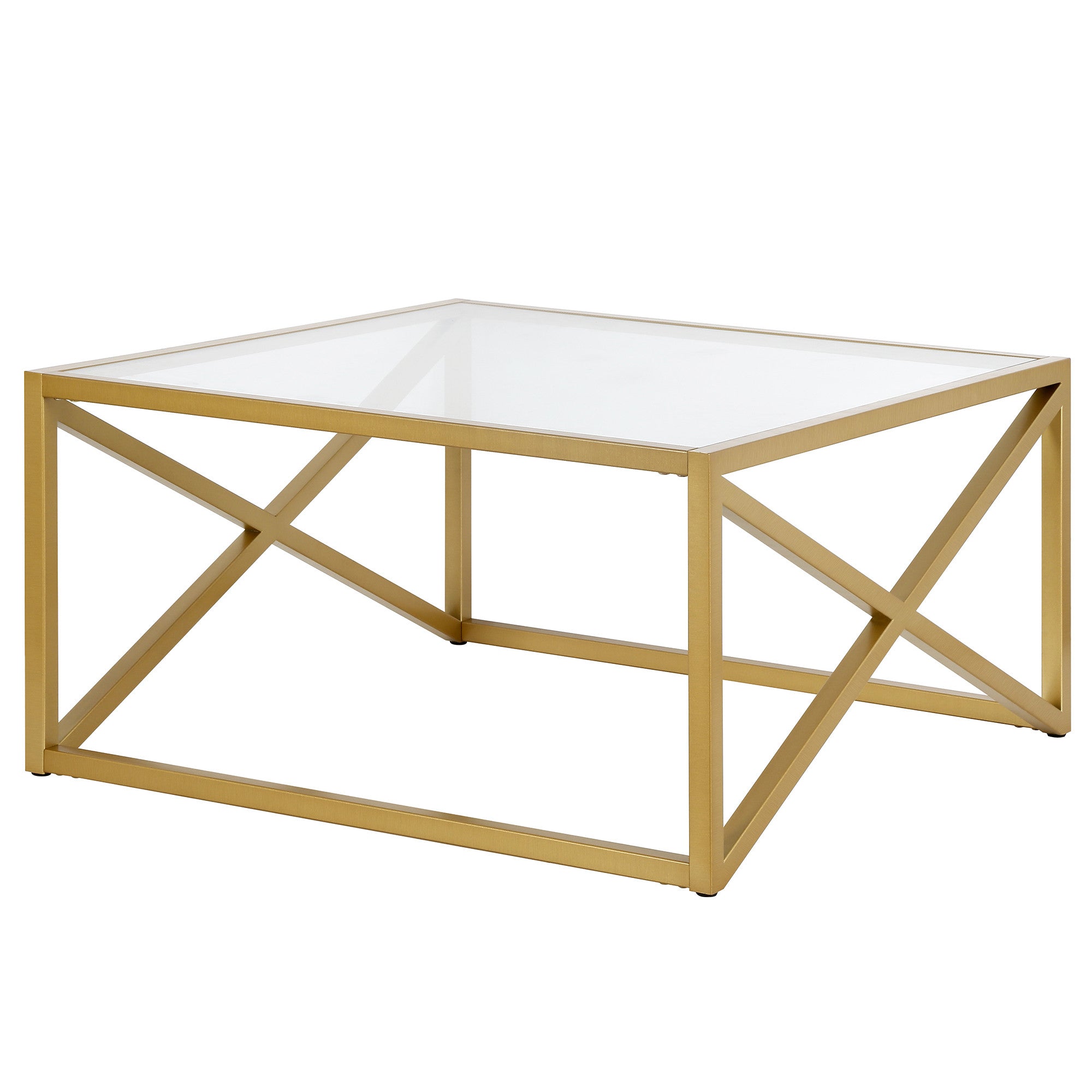 Gold Glass And Steel Square Coffee Table