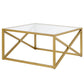 Gold Glass And Steel Square Coffee Table By Homeroots | Coffee Tables | Modishstore - 4