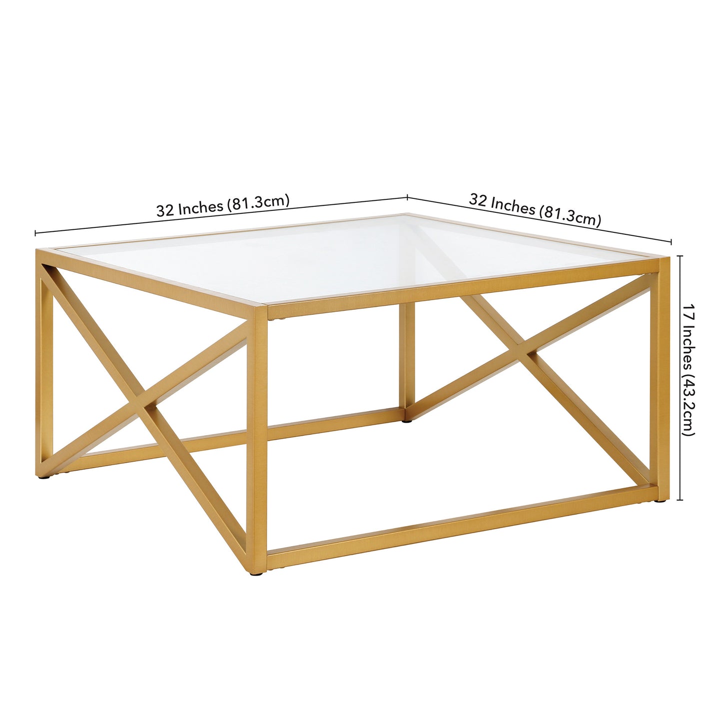 Gold Glass And Steel Square Coffee Table By Homeroots | Coffee Tables | Modishstore - 8