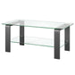 Gray Glass And Steel Coffee Table With Shelf By Homeroots | Coffee Tables | Modishstore - 4