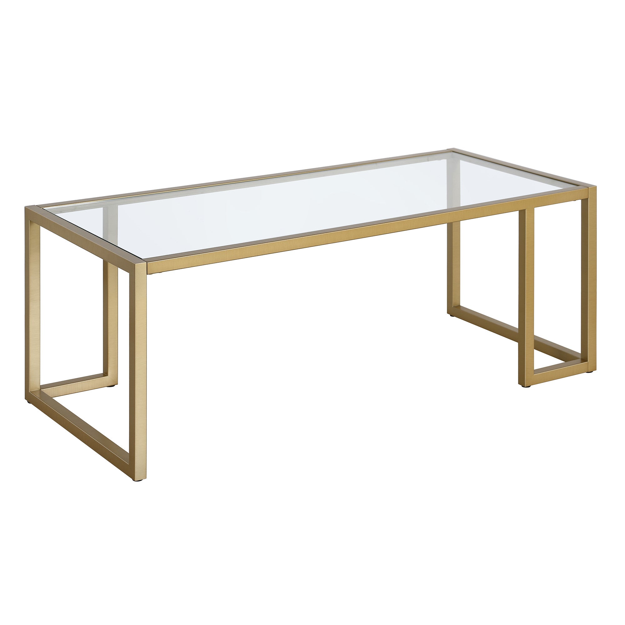 Gold Glass And Steel Square Coffee Table - Thumbnail 3
