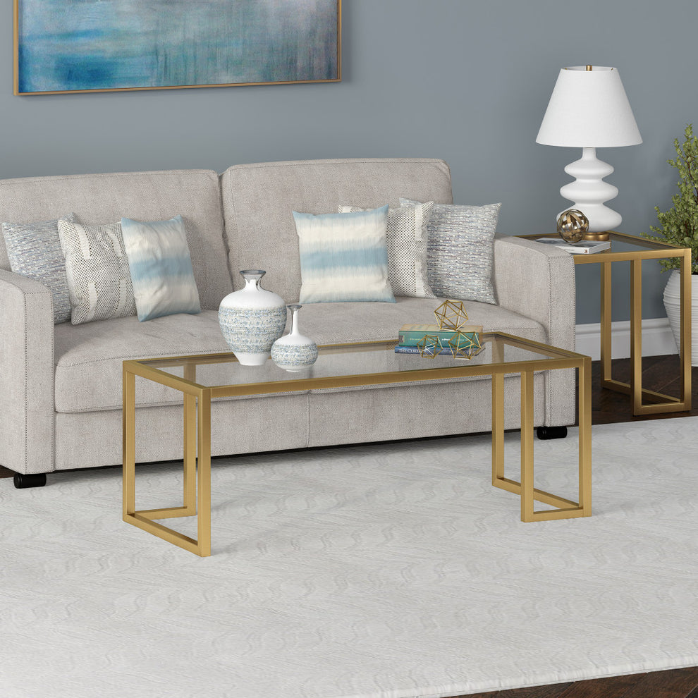 Gold Glass And Steel Coffee Table By Homeroots | Coffee Tables | Modishstore - 5
