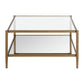 Gold Glass And Steel Square Coffee Table With Shelf By Homeroots | Coffee Tables | Modishstore - 3