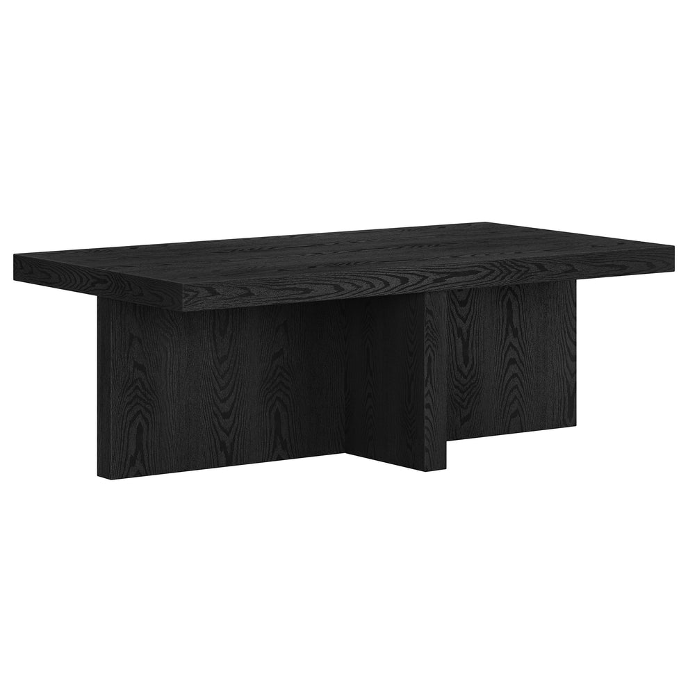 Black Faux Wood Grain Wide Coffee Table By Homeroots | Coffee Tables | Modishstore - 2