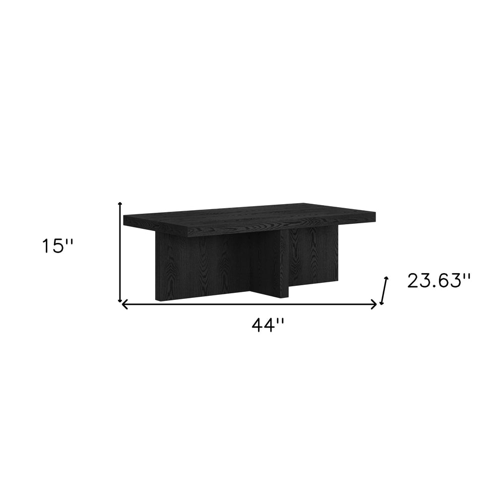Black Faux Wood Grain Wide Coffee Table By Homeroots | Coffee Tables | Modishstore - 7
