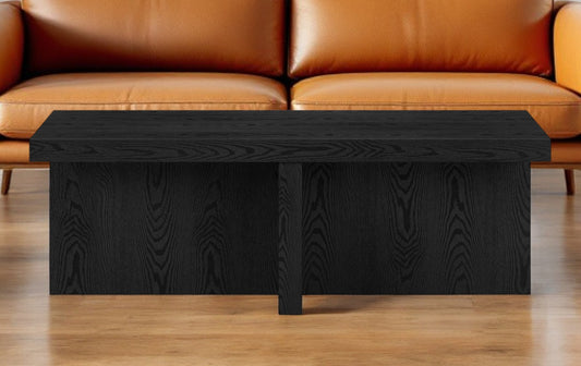 Black Faux Wood Grain Wide Coffee Table By Homeroots | Coffee Tables | Modishstore - 1