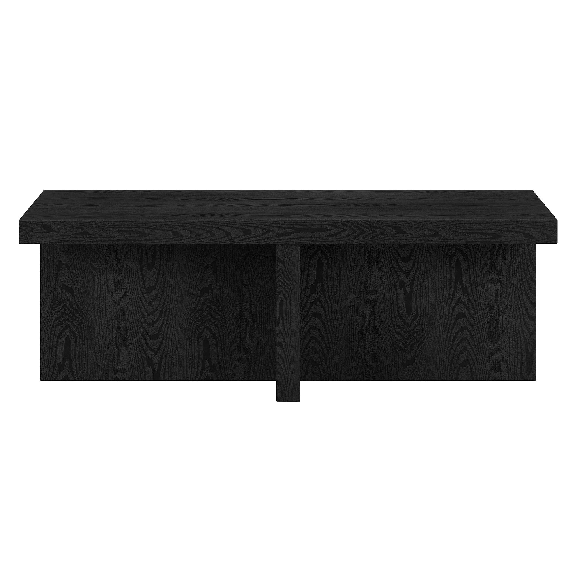 Black Faux Wood Grain Wide Coffee Table - Thumbnail 4