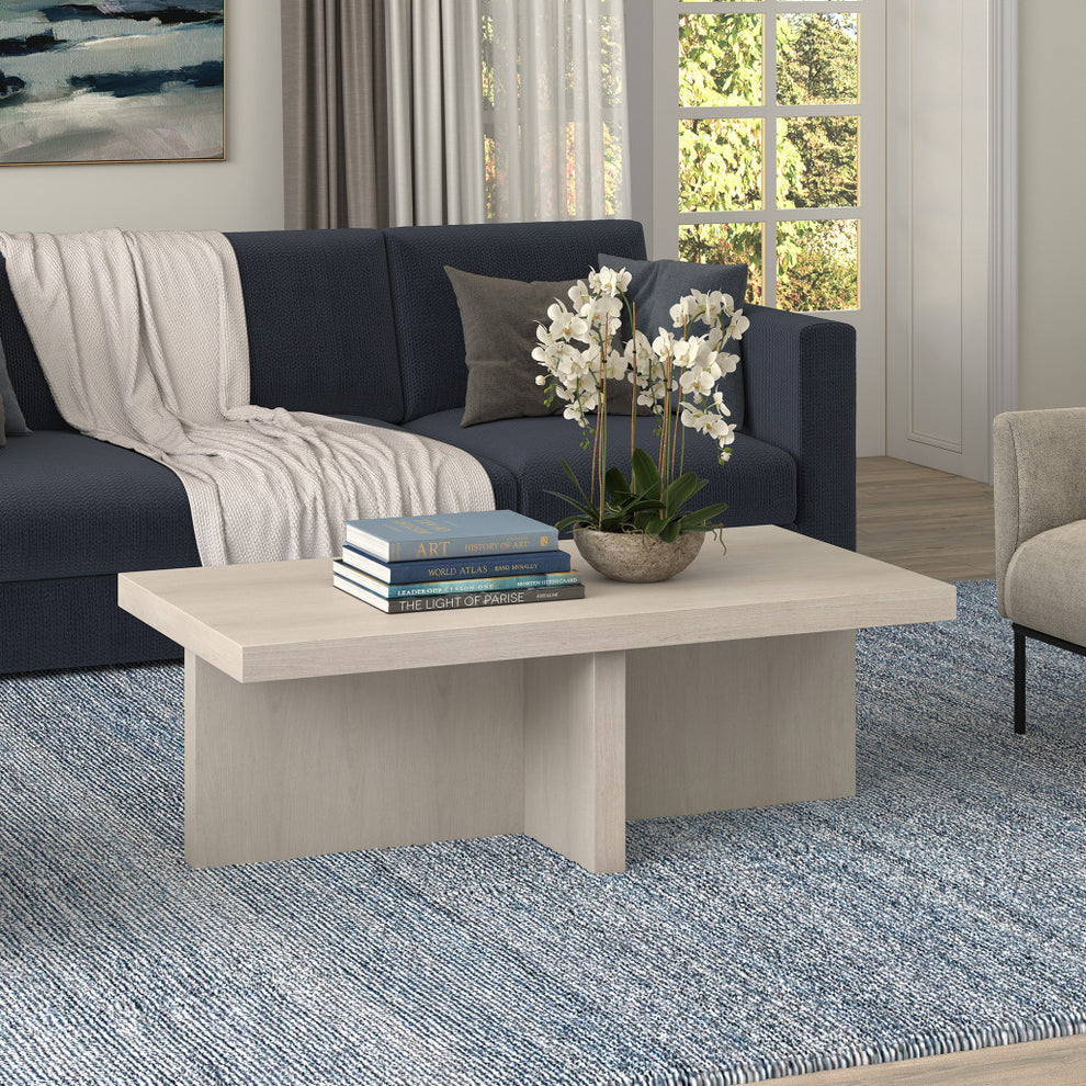 Alder White Wood Coffee Table By Homeroots | Coffee Tables | Modishstore - 5
