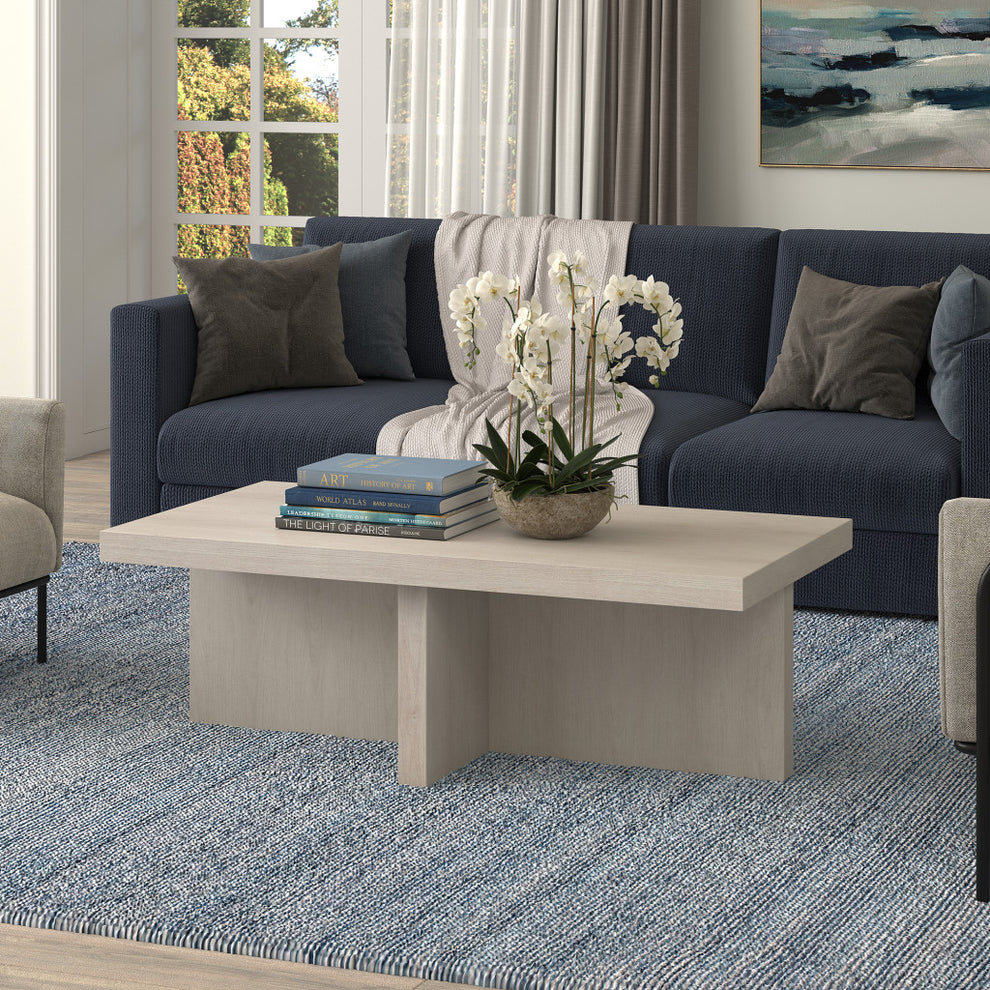Alder White Wood Coffee Table By Homeroots | Coffee Tables | Modishstore - 7