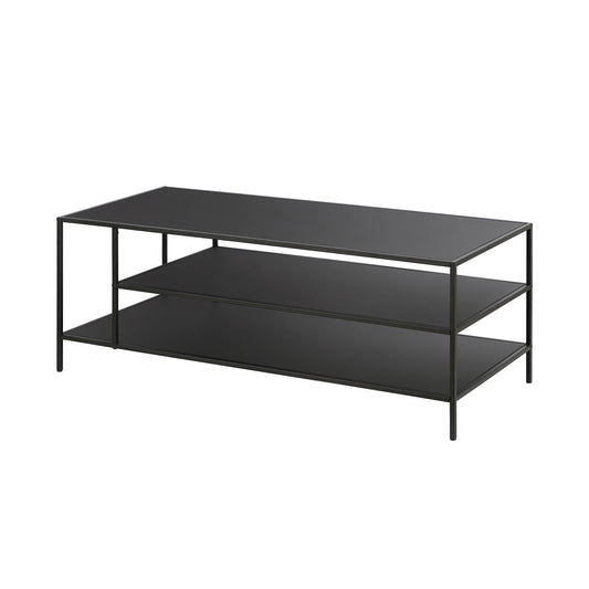 Black Steel Coffee Table With Two Shelves By Homeroots | Coffee Tables | Modishstore - 1
