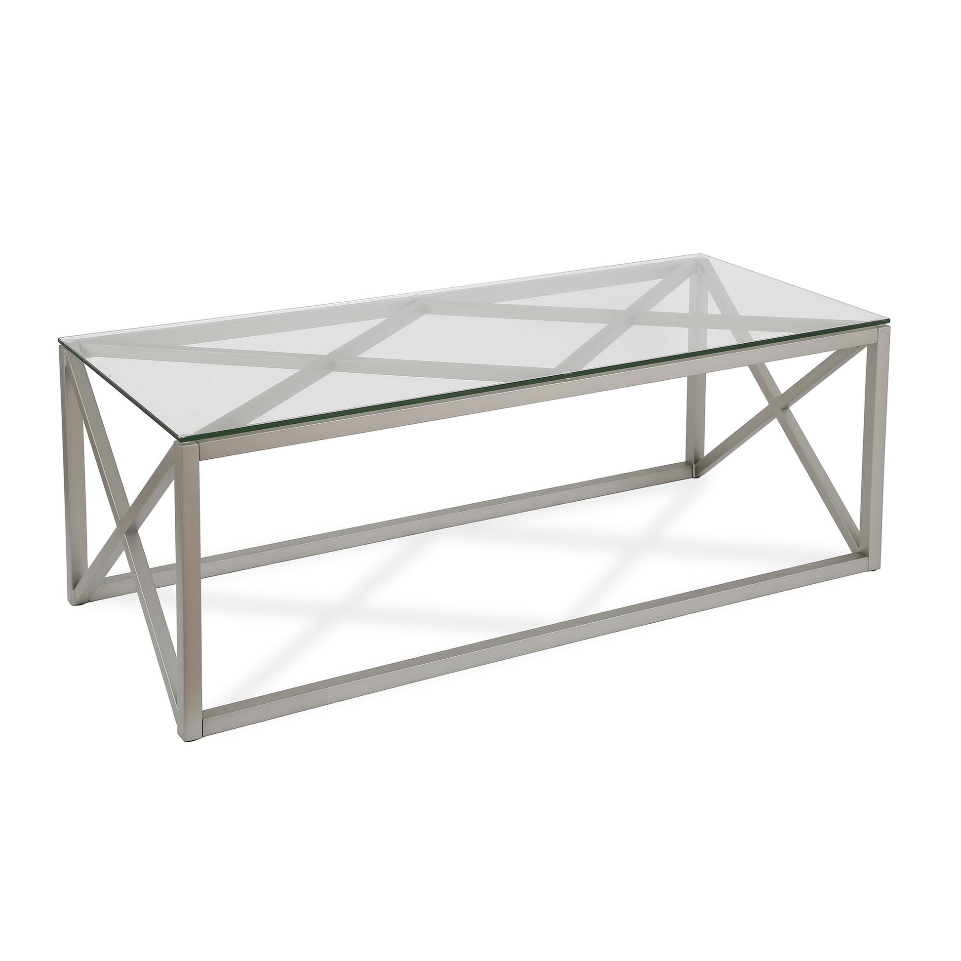 Silver Glass And Steel Coffee Table By Homeroots | Coffee Tables | Modishstore - 3