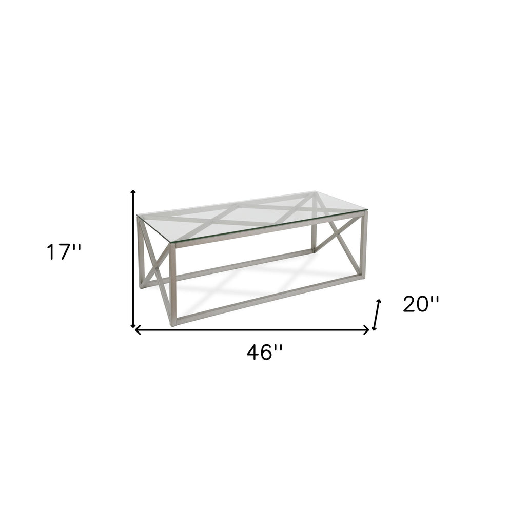 Silver Glass And Steel Coffee Table By Homeroots | Coffee Tables | Modishstore - 7