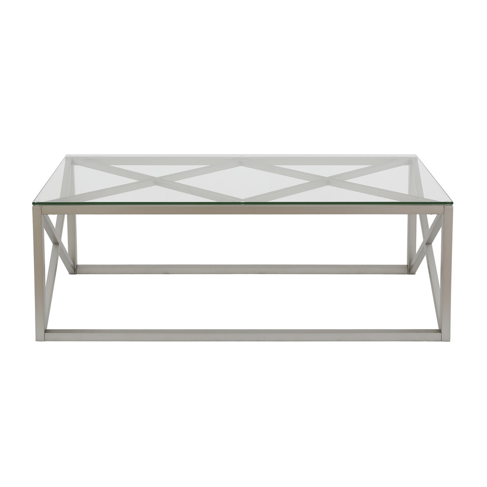 Silver Glass And Steel Coffee Table By Homeroots | Coffee Tables | Modishstore - 2