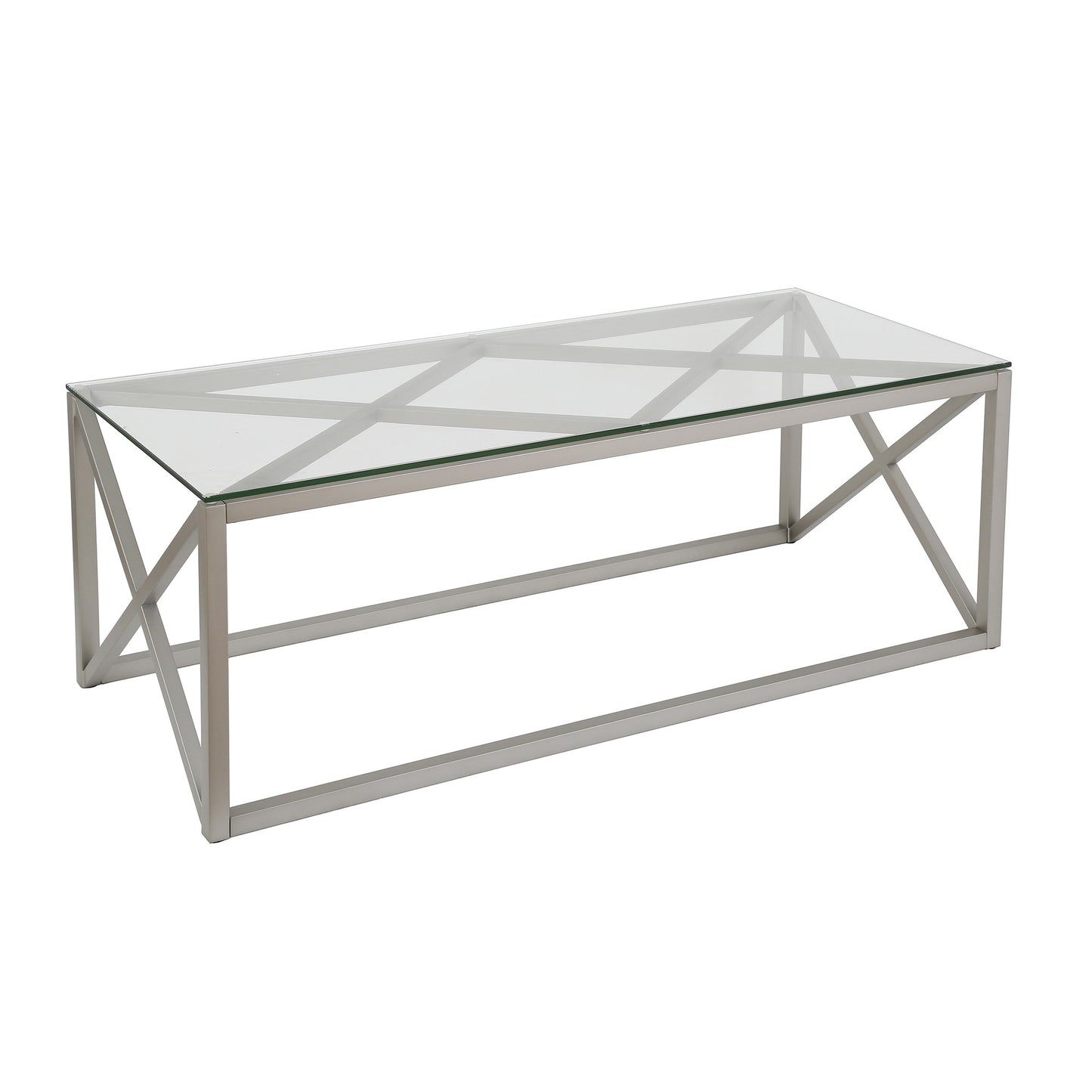 Silver Glass And Steel Coffee Table By Homeroots | Coffee Tables | Modishstore - 4