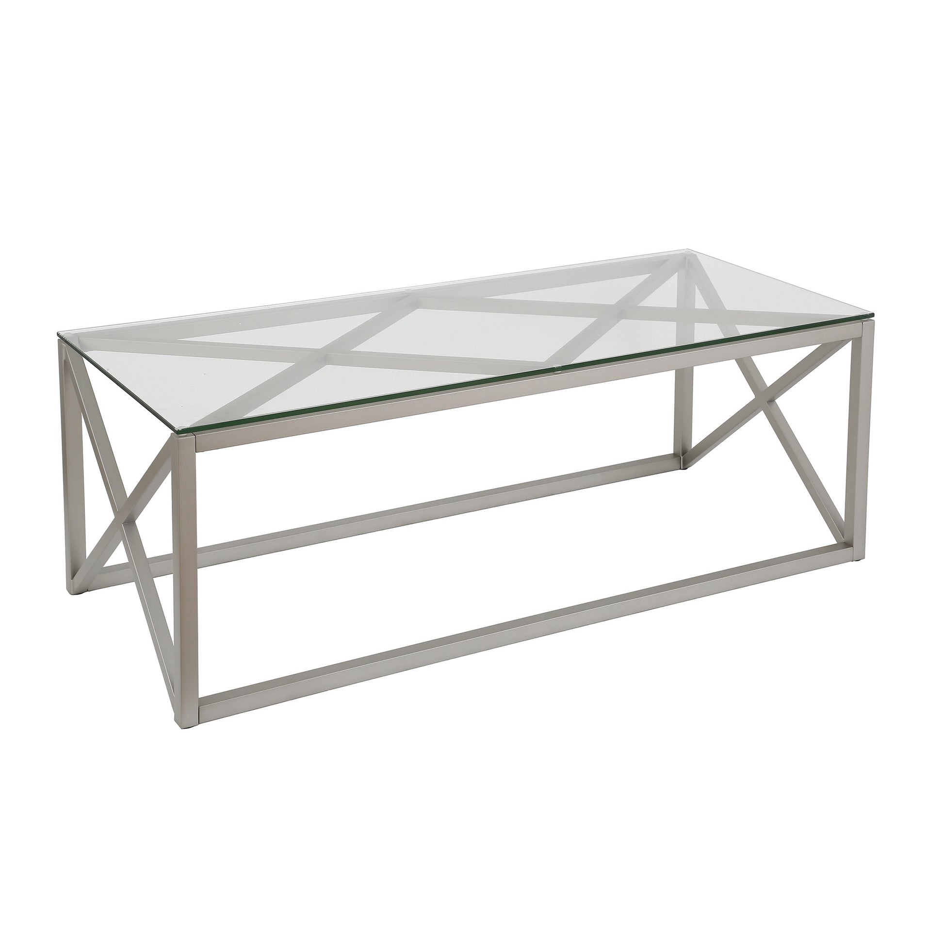 Silver Glass And Steel Coffee Table By Homeroots | Coffee Tables | Modishstore - 4