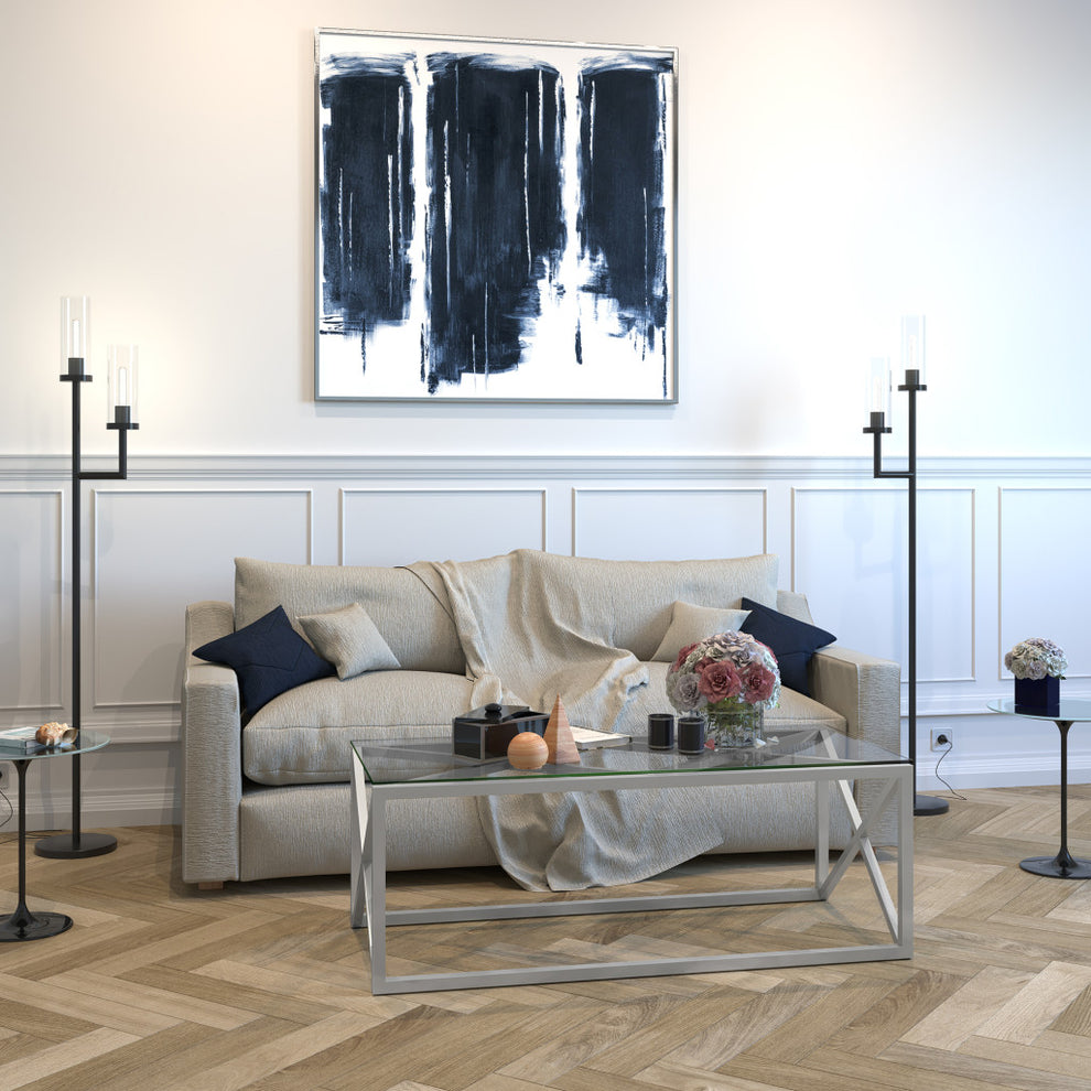 Silver Glass And Steel Coffee Table By Homeroots | Coffee Tables | Modishstore - 8