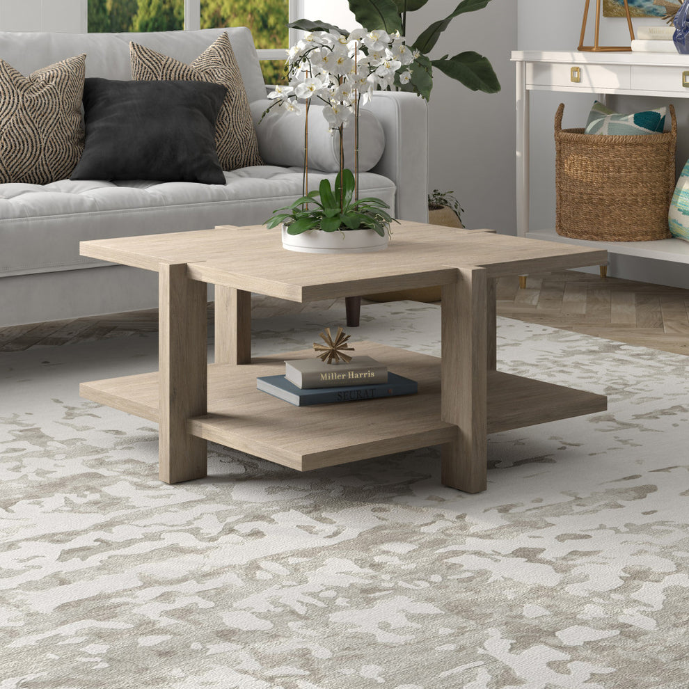 Gray Square Coffee Table With Shelf By Homeroots | Coffee Tables | Modishstore - 4