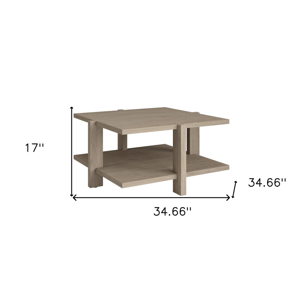Gray Square Coffee Table With Shelf By Homeroots | Coffee Tables | Modishstore - 6
