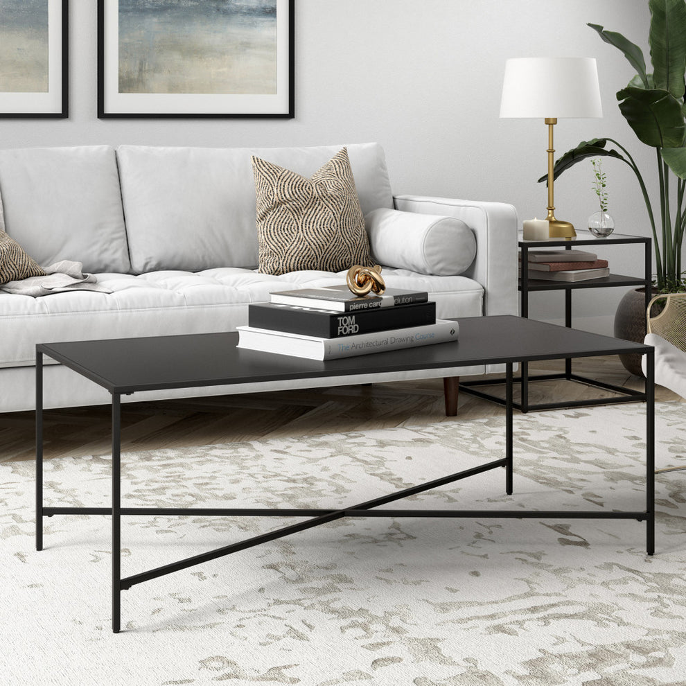 Black Steel Coffee Table By Homeroots | Coffee Tables | Modishstore - 4