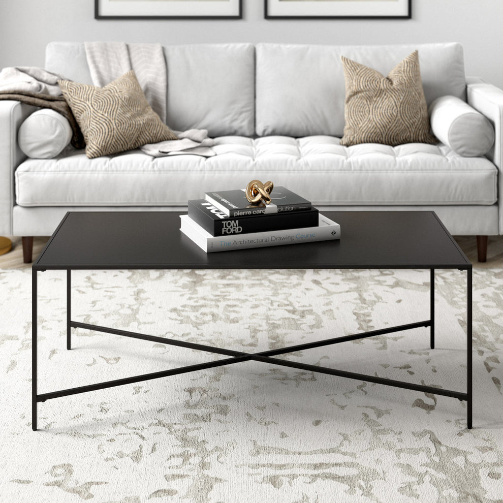 Black Steel Coffee Table By Homeroots | Coffee Tables | Modishstore - 6