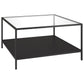 Black Glass And Steel Square Coffee Table With Shelf By Homeroots | Coffee Tables | Modishstore - 7