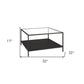 Black Glass And Steel Square Coffee Table With Shelf By Homeroots | Coffee Tables | Modishstore - 8