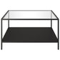 Black Glass And Steel Square Coffee Table With Shelf By Homeroots | Coffee Tables | Modishstore - 2