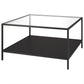 Black Glass And Steel Square Coffee Table With Shelf By Homeroots | Coffee Tables | Modishstore - 3