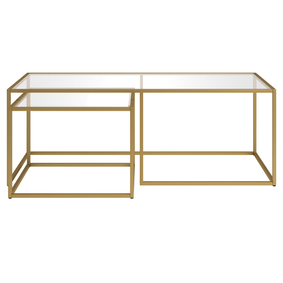 Set of Two Gold Glass And Steel Nested Coffee Tables By Homeroots | Coffee Tables | Modishstore - 7