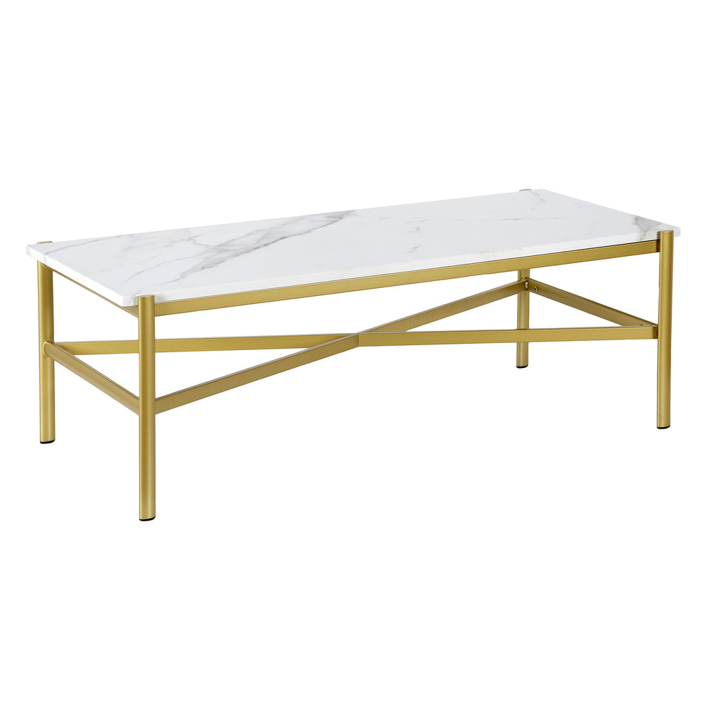 Gold Faux Marble And Steel Coffee Table By Homeroots | Coffee Tables | Modishstore - 7