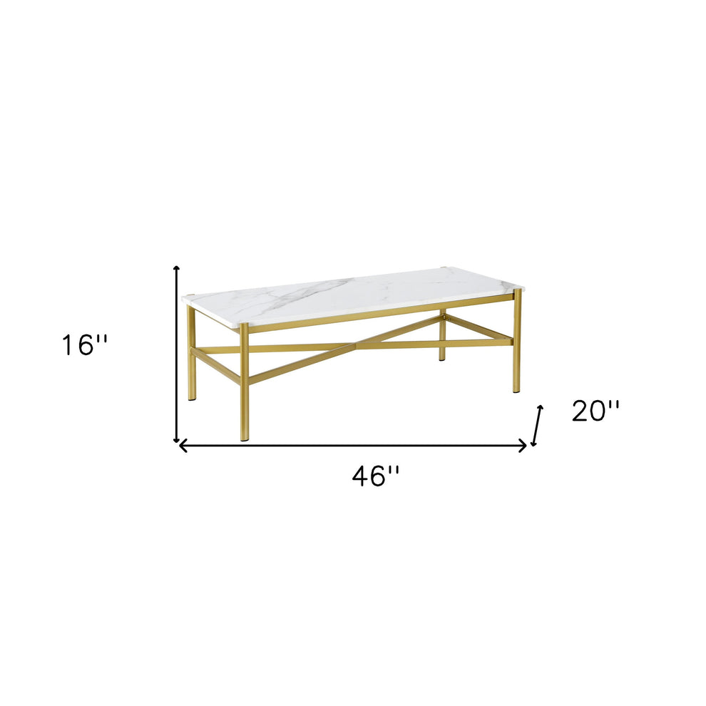Gold Faux Marble And Steel Coffee Table By Homeroots | Coffee Tables | Modishstore - 8