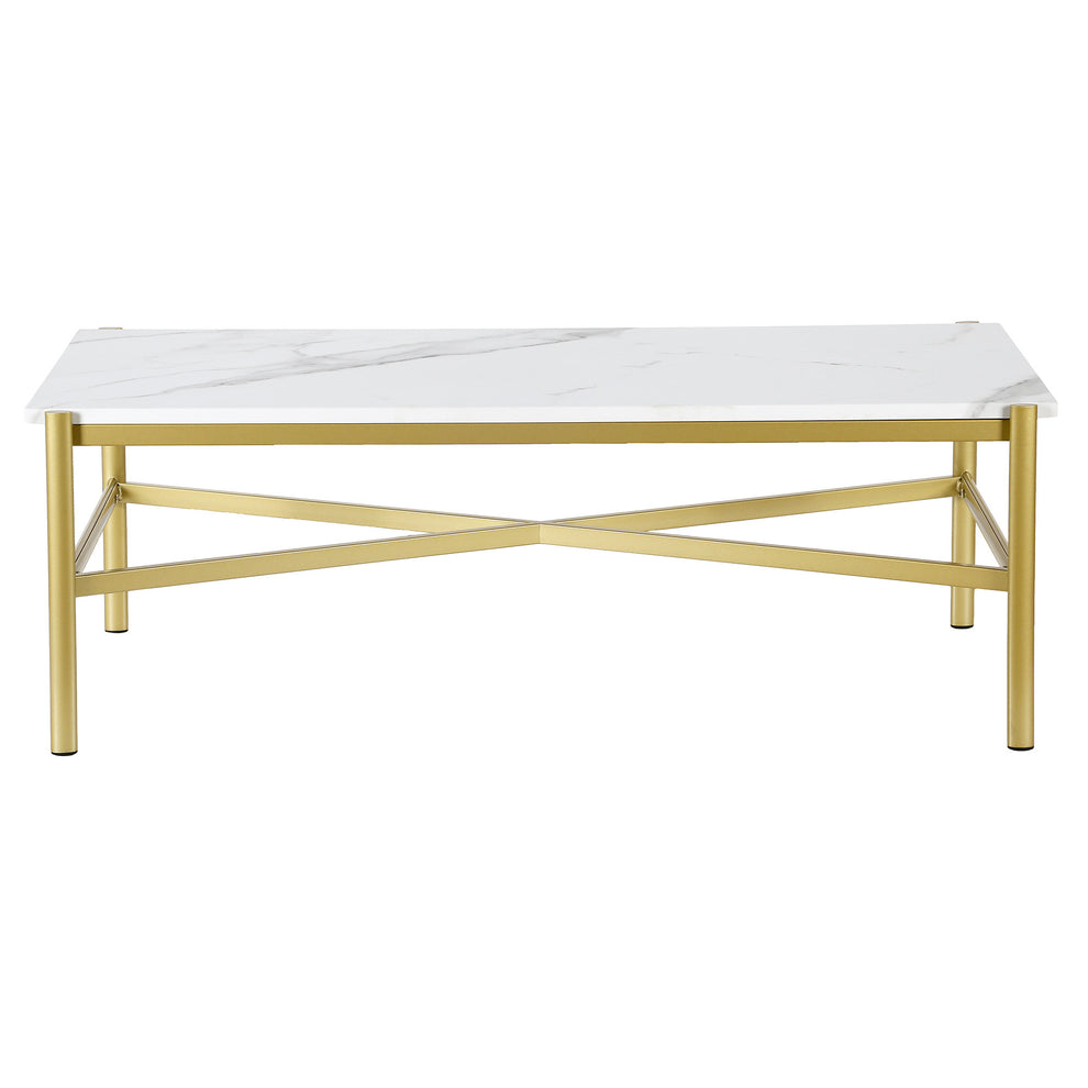 Gold Faux Marble And Steel Coffee Table By Homeroots | Coffee Tables | Modishstore - 2