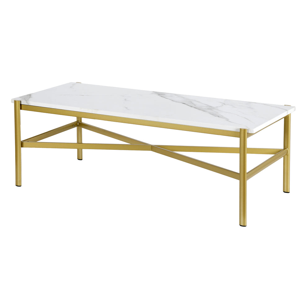Gold Faux Marble And Steel Coffee Table By Homeroots | Coffee Tables | Modishstore - 3