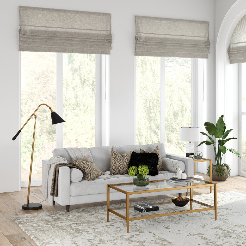 Clear And Antiqued Brass Glass And Metal Coffee Table With Shelf - Thumbnail 3