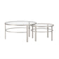 Set of Two Clear and Silver Glass And Steel Round Nested Coffee Tables By Homeroots | Coffee Tables | Modishstore - 8
