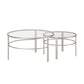 Set of Two Clear and Silver Glass And Steel Round Nested Coffee Tables By Homeroots | Coffee Tables | Modishstore - 2