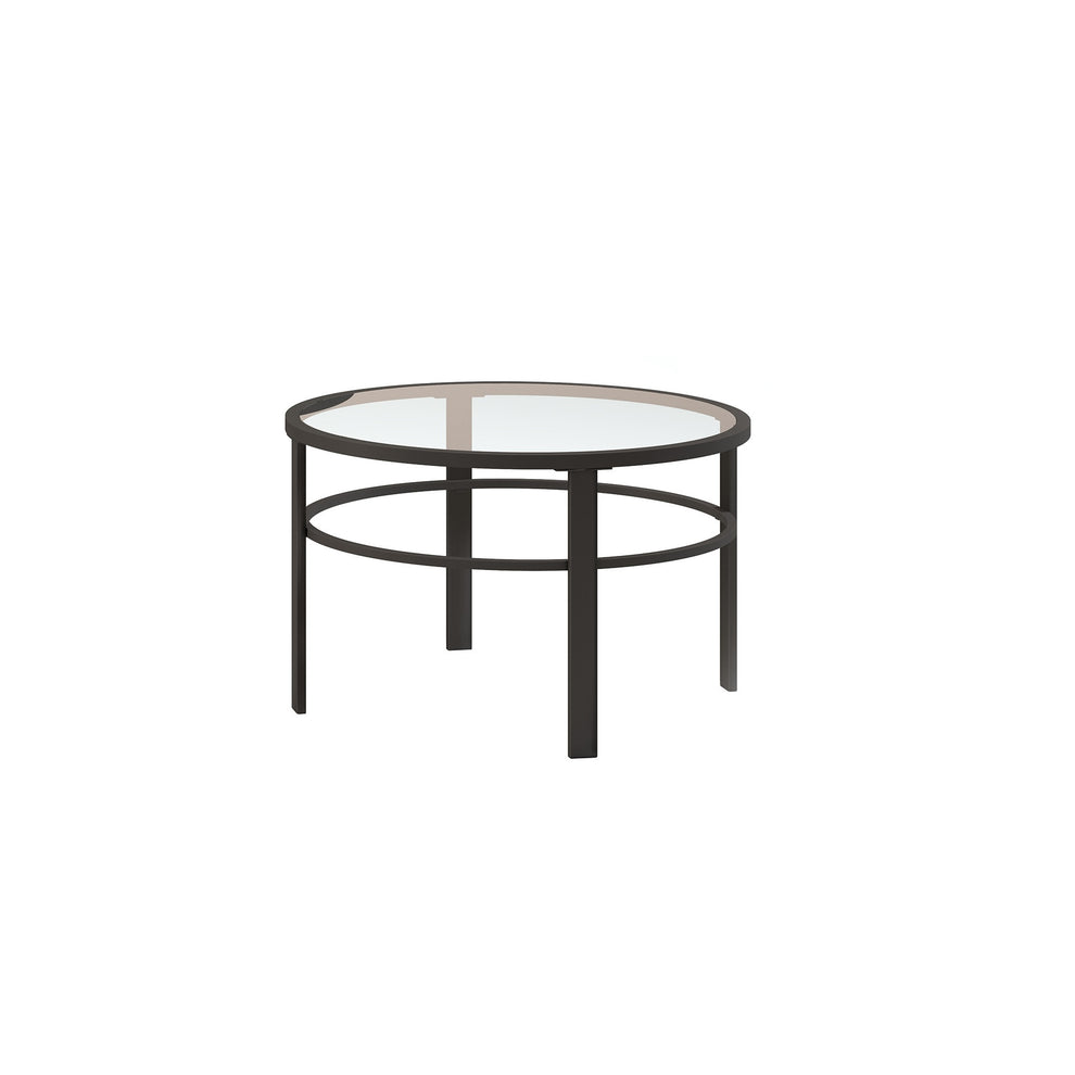 Set of Two Clear And Black Glass And Steel Round Nested Coffee Tables By Homeroots | Coffee Tables | Modishstore - 2
