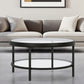Clear And Black Glass And Steel Round Coffee Table With Shelf By Homeroots | Coffee Tables | Modishstore - 7